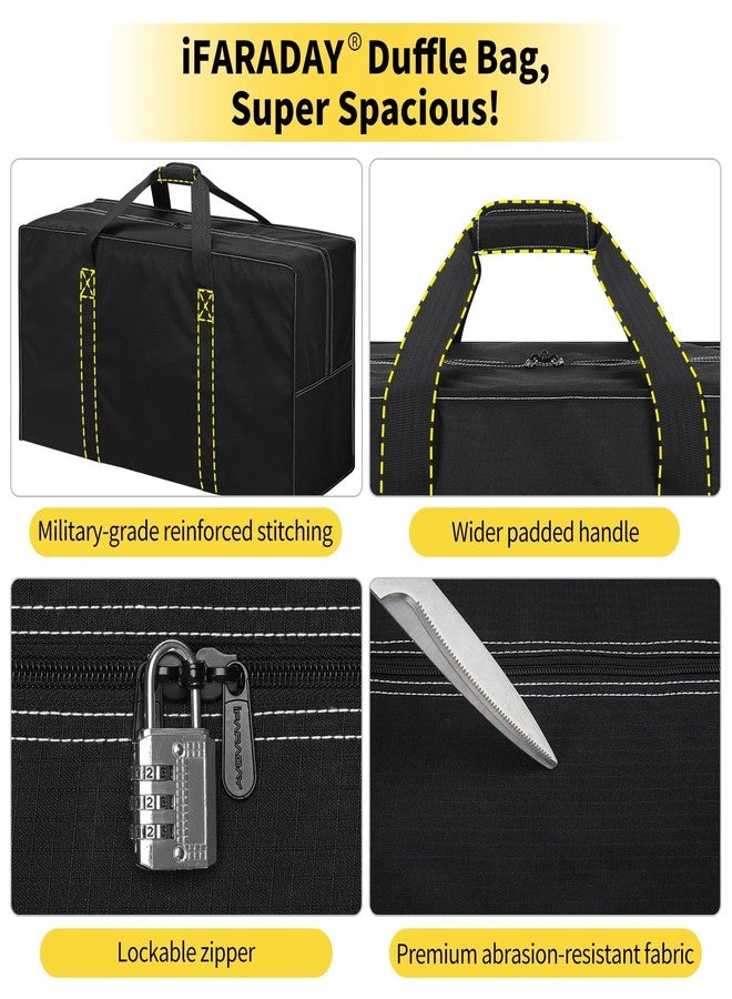 iFARADAY 130L Extra Large Duffle Bag - 35 inch Heavy Duty & Water Resistant Duffel Bag Durable Luggage Storage Bag for Camping, Travel, Sports (Black) - Image 3